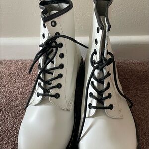 Dr. Martens White and Black Combat Boots